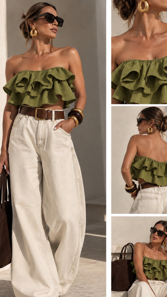 Blusa strapless CC
