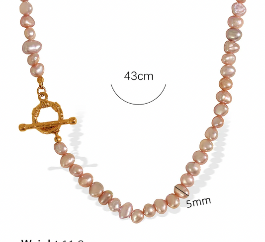 collar perlas rosa