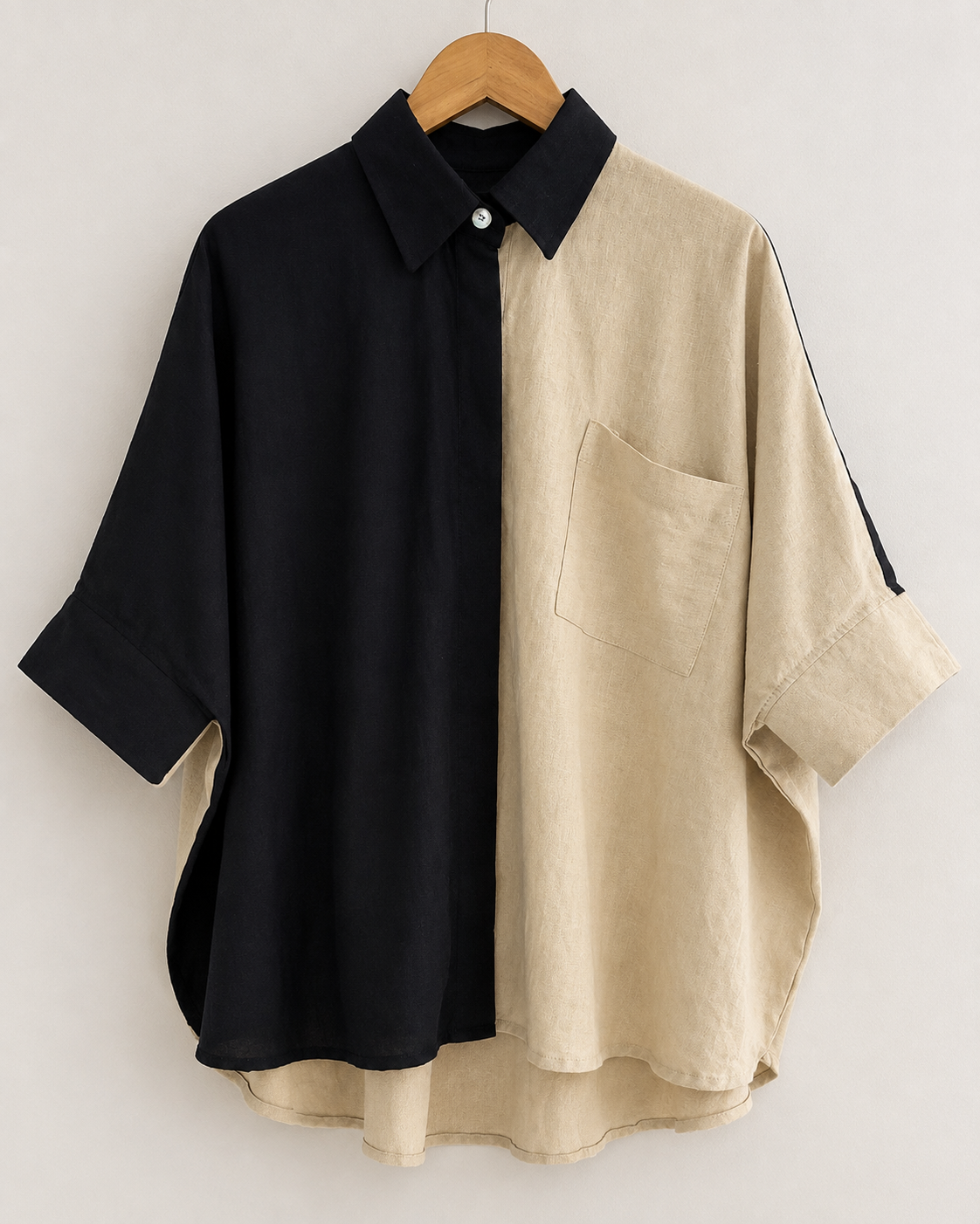 Camisa bicolor de lino 100% - frente