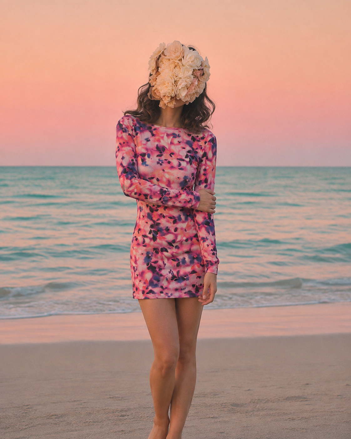 Vestido Mesh Floral transparente hecho en Costa Rica - cuerpo entero