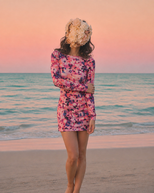 Vestido Mesh Floral transparente hecho en Costa Rica - cuerpo entero