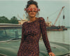 Vestido Mesh Leopardo transparente hecho en Costa Rica - modelo en Puerto Limón