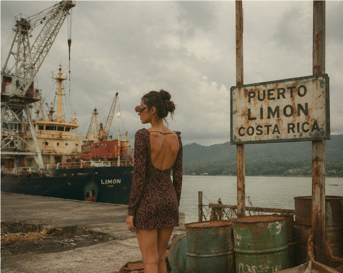 Vestido Mesh Leopardo transparente con escote profundo en la espalda - Puerto Limón Costa Rica