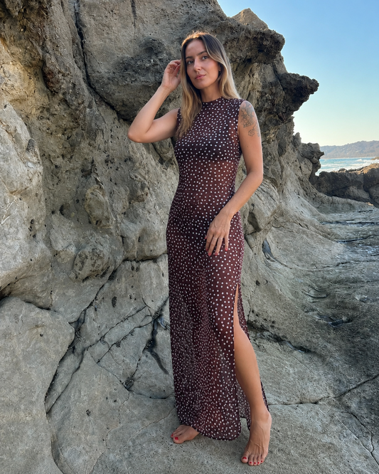Vestido Mesh Lunares transparente - vista modelo